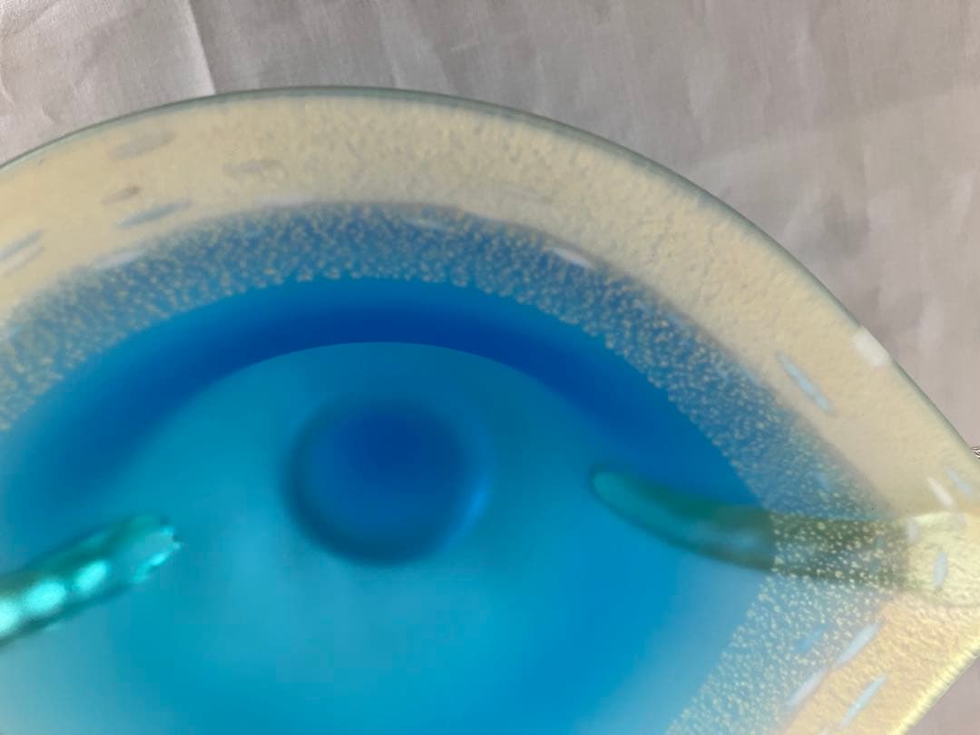 き*ば様 ガラス工芸 黒木国昭 金彩 オーシャンブルー 花器 鉢 器 硝子