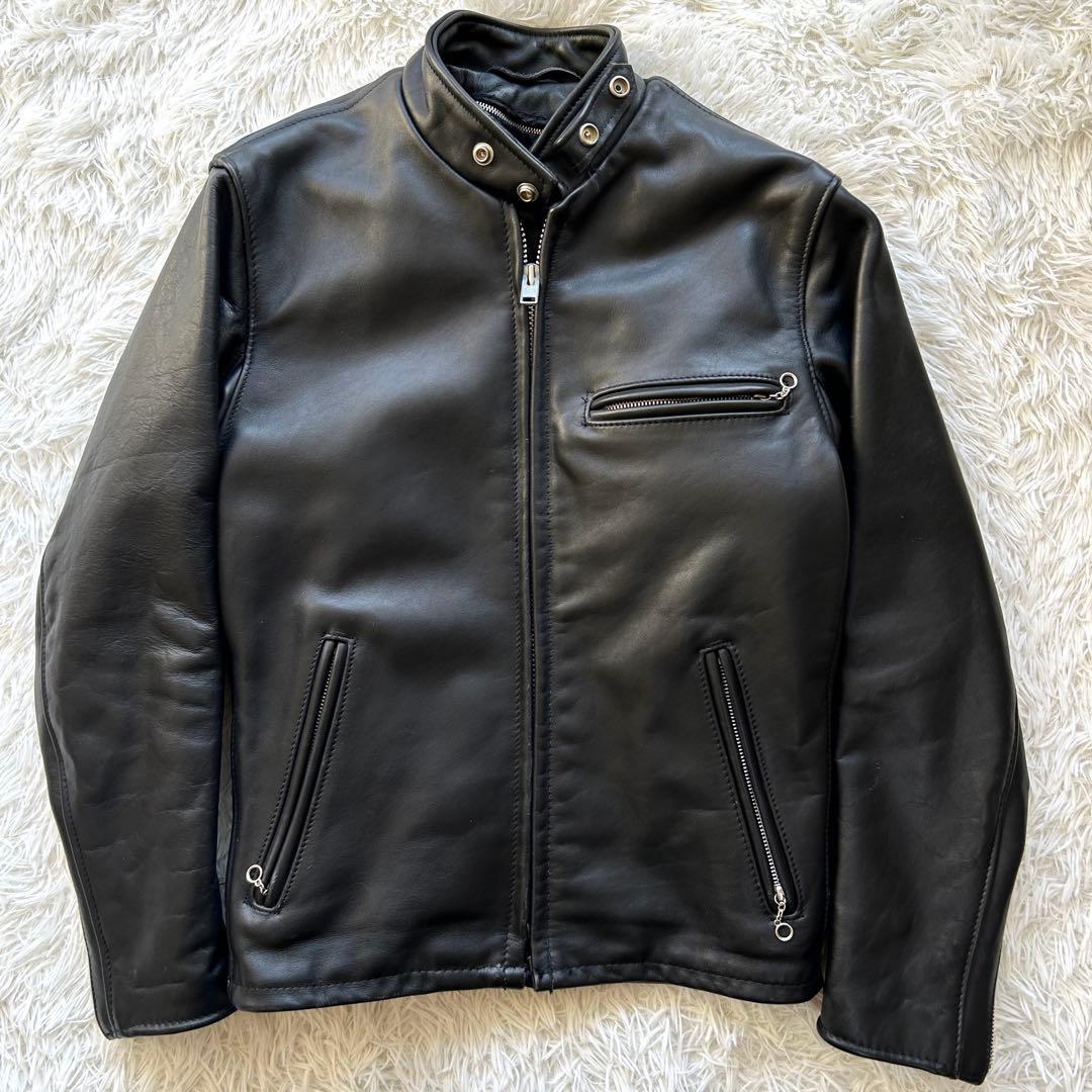【極美品】ショット　シングルライダースジャケット　ボアライナー付き　黒　34 中古・古着通販】Schott (ショット) ボアライナー付きシングル