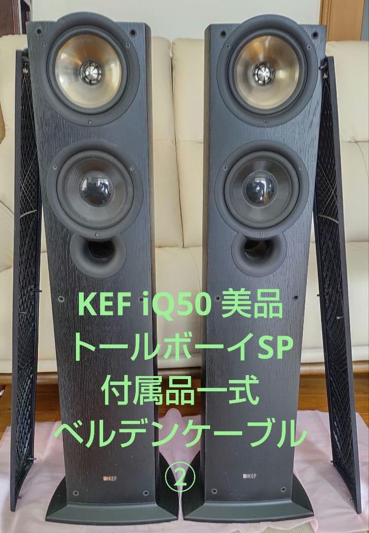 KEF iQ50 美品 トールボーイスピーカー 付属品一式 ベルデンケーブル