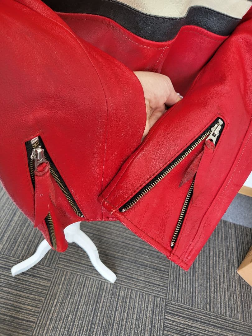 TK】ショット 100周年記念モデル レッドレザージャケット 国旗 - メルカリ