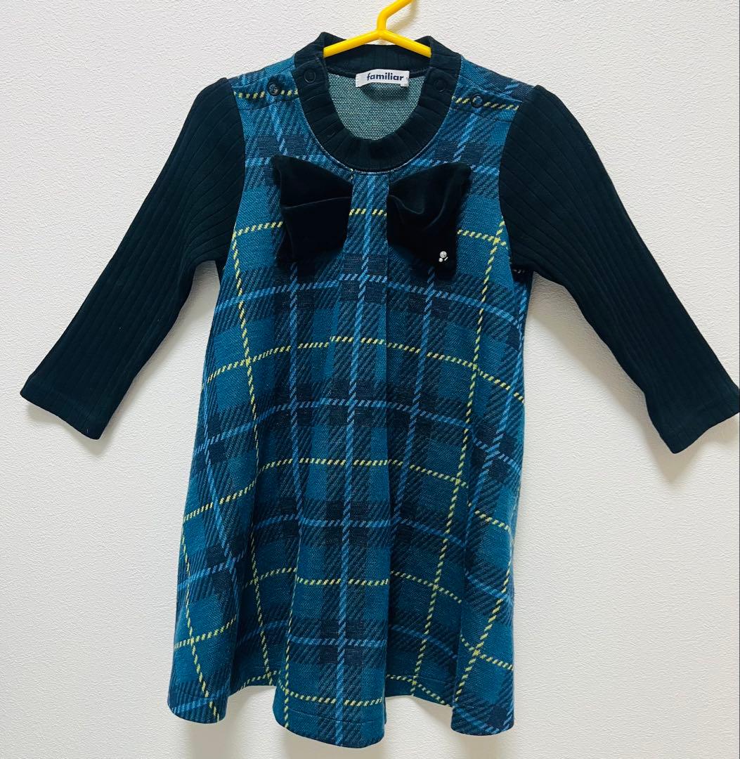 familiar チェック柄ワンピース 90cm - メルカリ