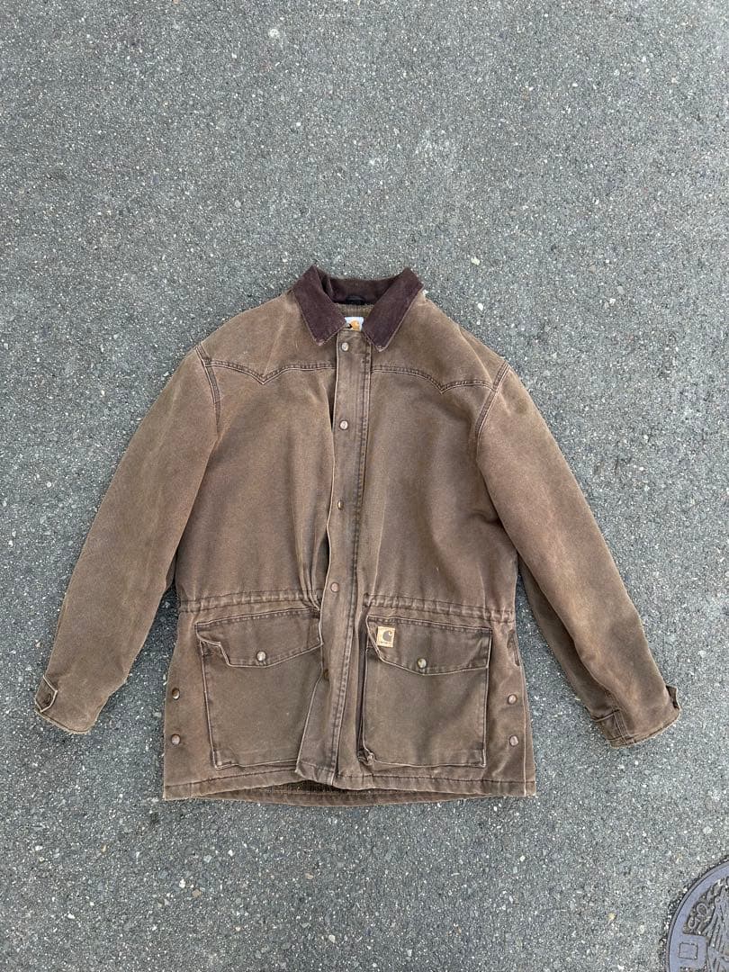 Carhartt ブラウンジャケット　コート　USA 80年代 carhartt - 80年代 USA製 Carhartt カーハート アンブレラ ケープ