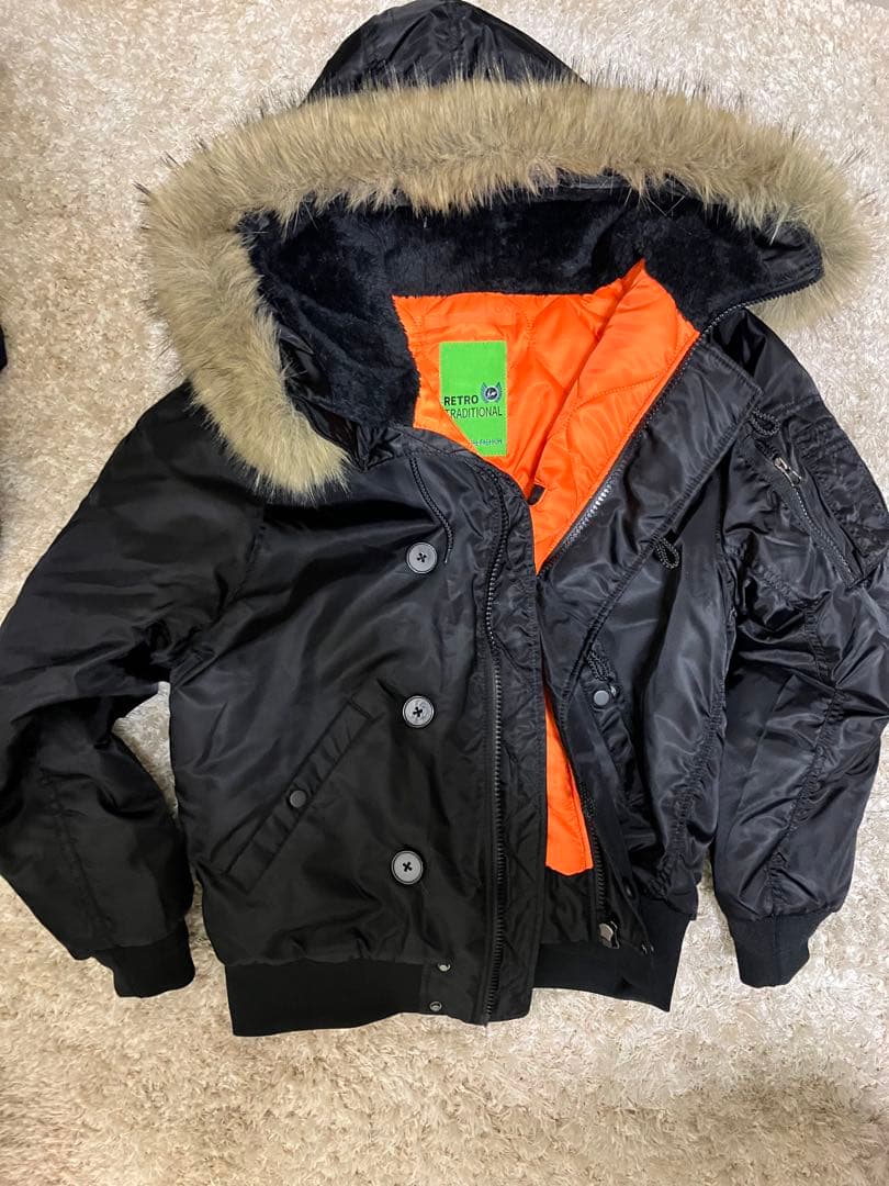 ファー付きMA-1ジャケット ブラック n2b - メルカリ