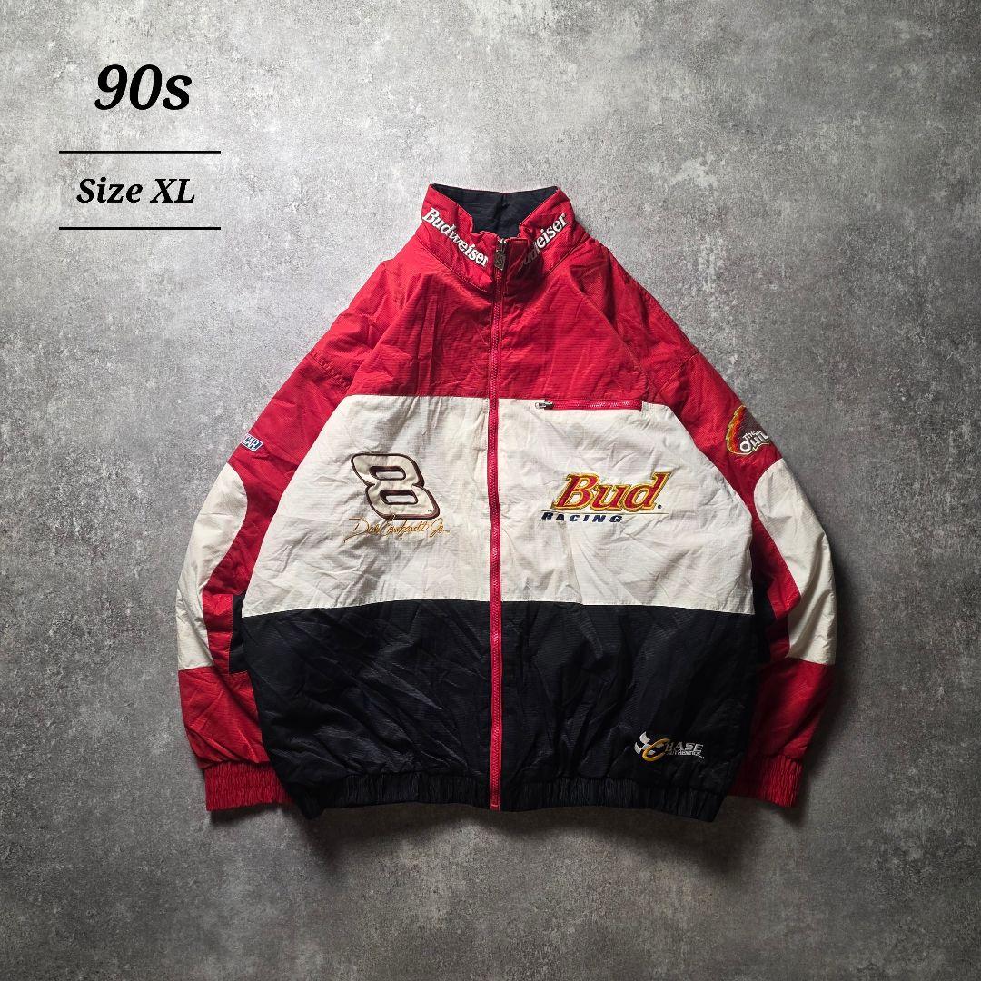 入手困難90sBudweiserNASCARナイロンレーシングジャケット良品XL