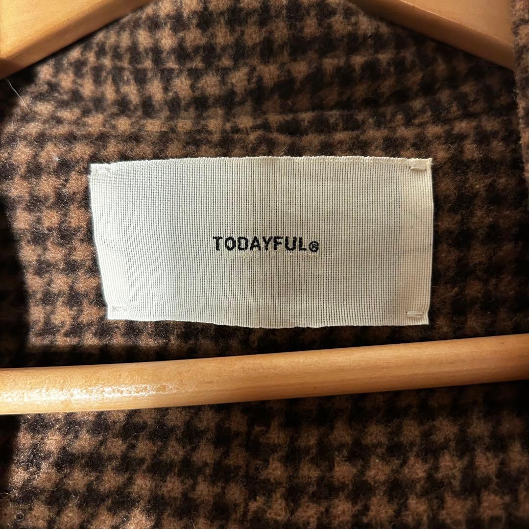 本日まで限定価格！todayful オーバーチェックコート 36 ブラウン