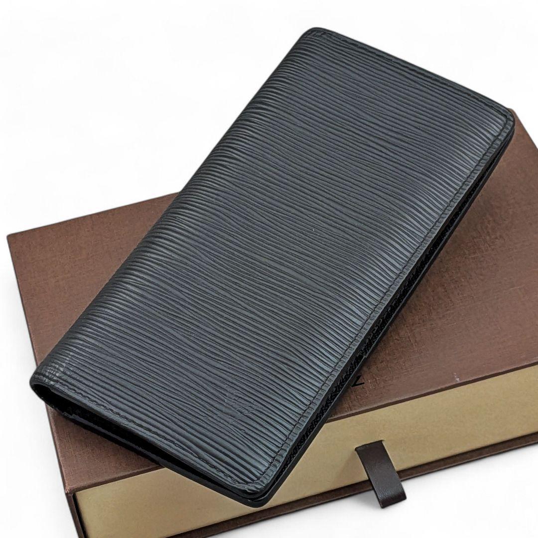 美品 ルイヴィトン ポルトフォイユ ブラザ エピ ノワール 長財布 箱