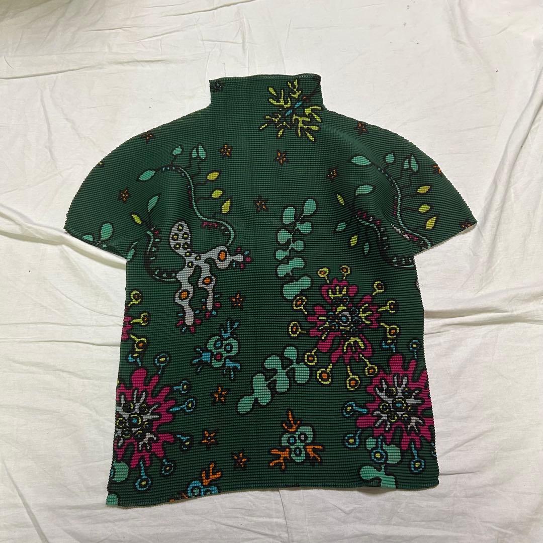 イッセイミヤケ 花柄 ハイネック ポップコーン 半袖トップス - メルカリ