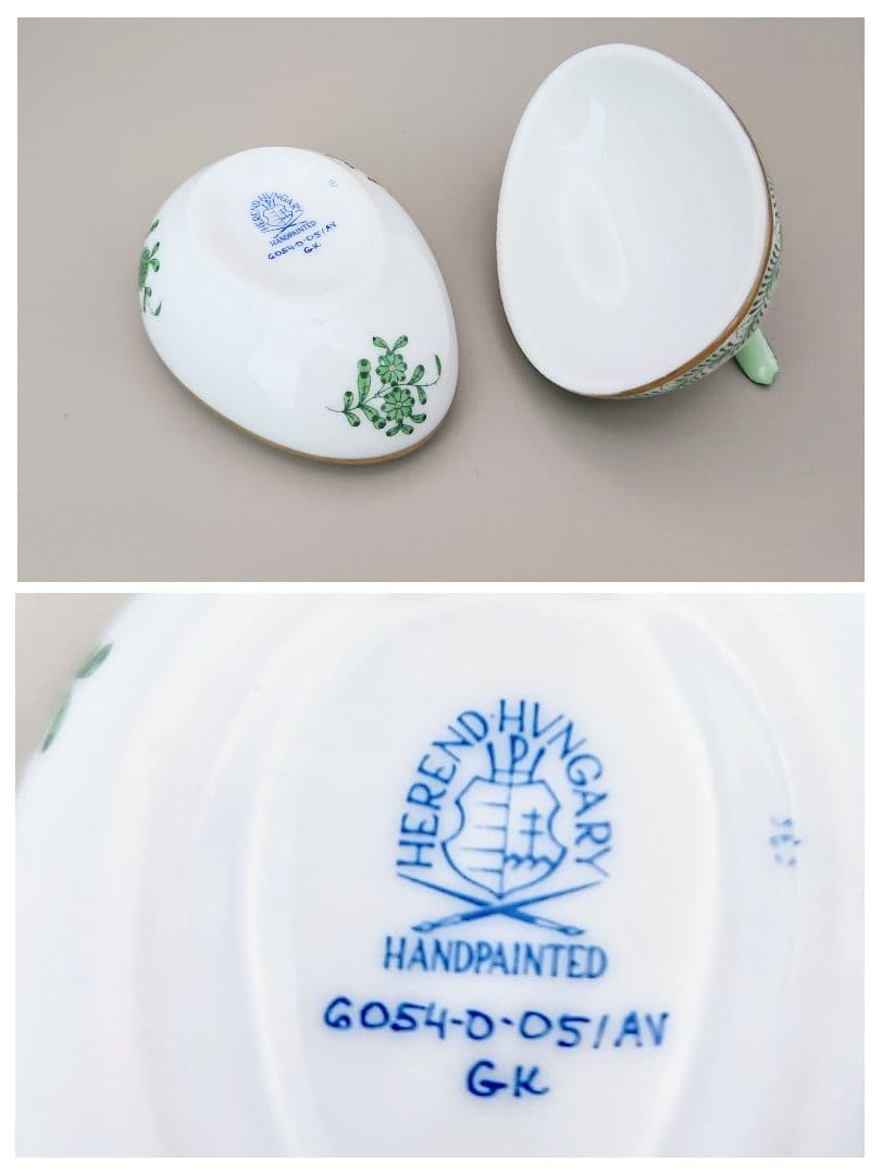 ヘレンドHEREND【未使用箱入り】《アポニーグリーンボンボニエール》〘摘み鳥〙