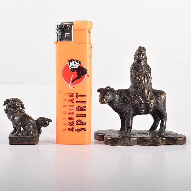 中国 古銅宣徳銅 篆刻 人物摘 獅子摘など 印材 5点まとめて G R7651