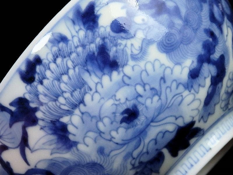 平戸 染付 唐獅子牡丹の図 蓋茶碗 E863AS-COz - メルカリ