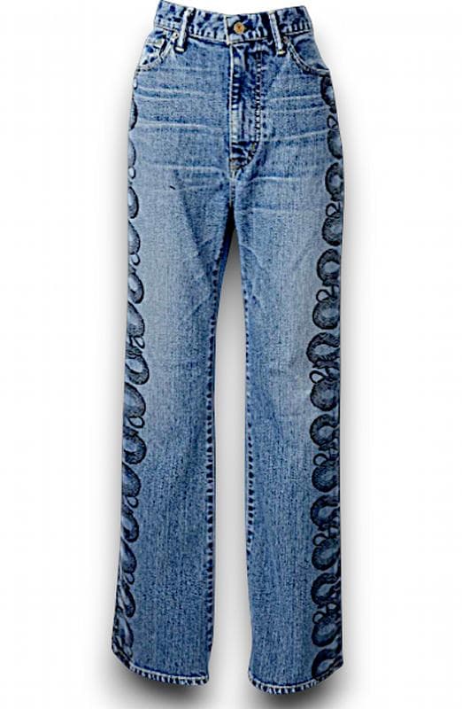 ヒステリックグラマー スネークループ SNAKE LOOP柄 デニムフレア