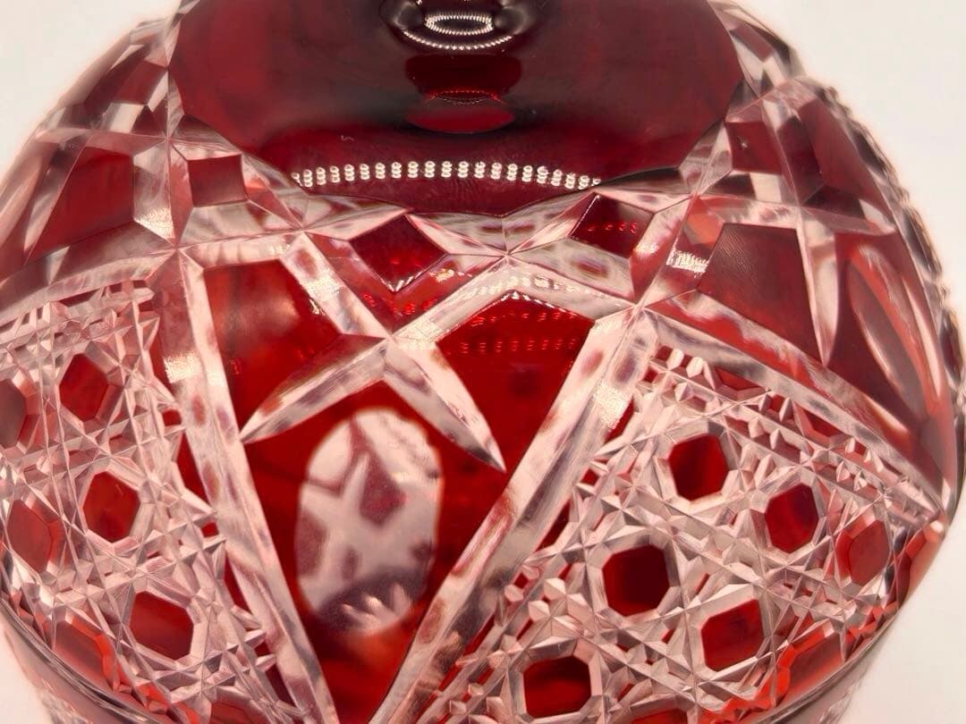 木村泰典 江戸切子 籠目紋 ボンボニエール 伝統工芸士 -436-