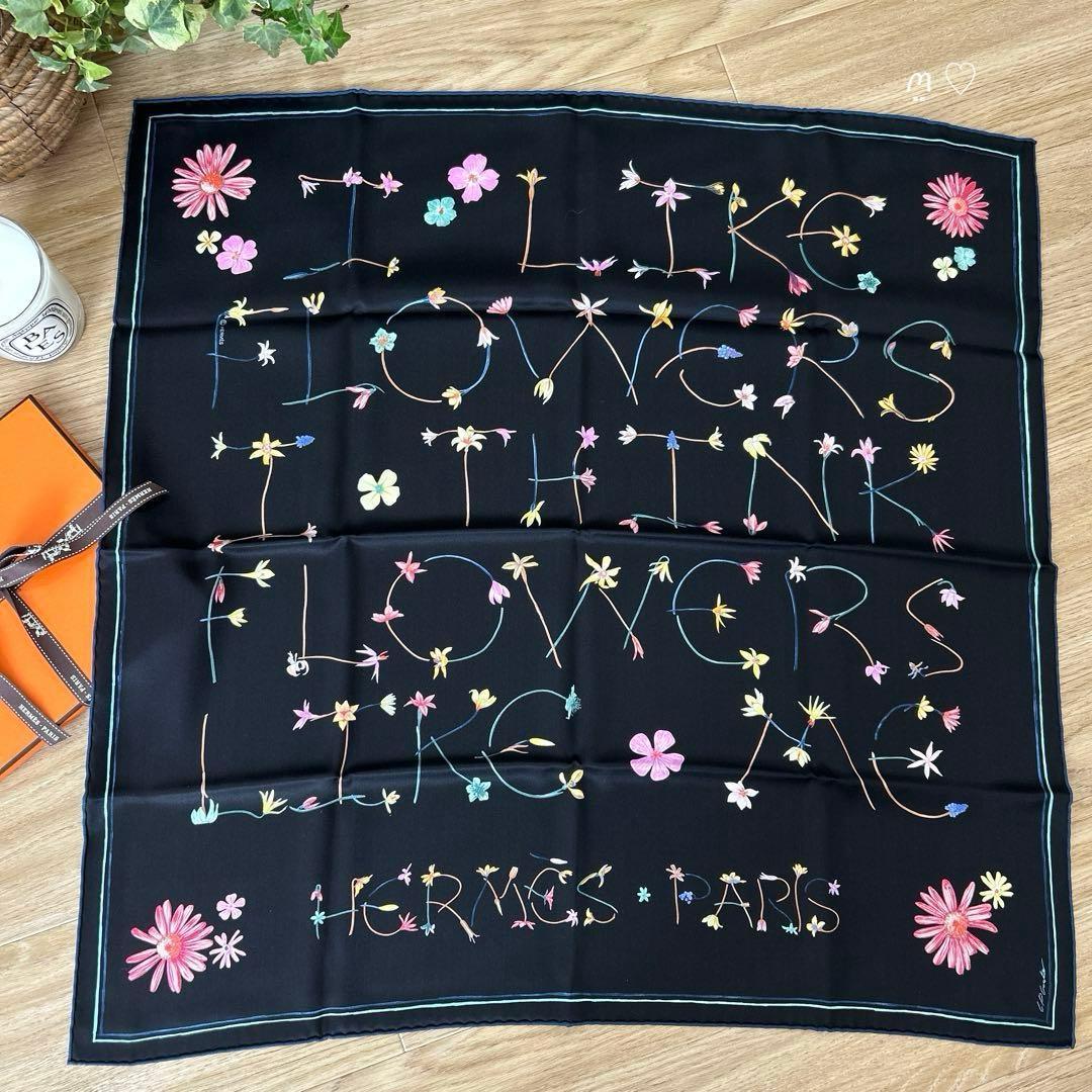 新品同様HERMESエルメス カレ70 アイライクフラワーズ シルクスカーフ