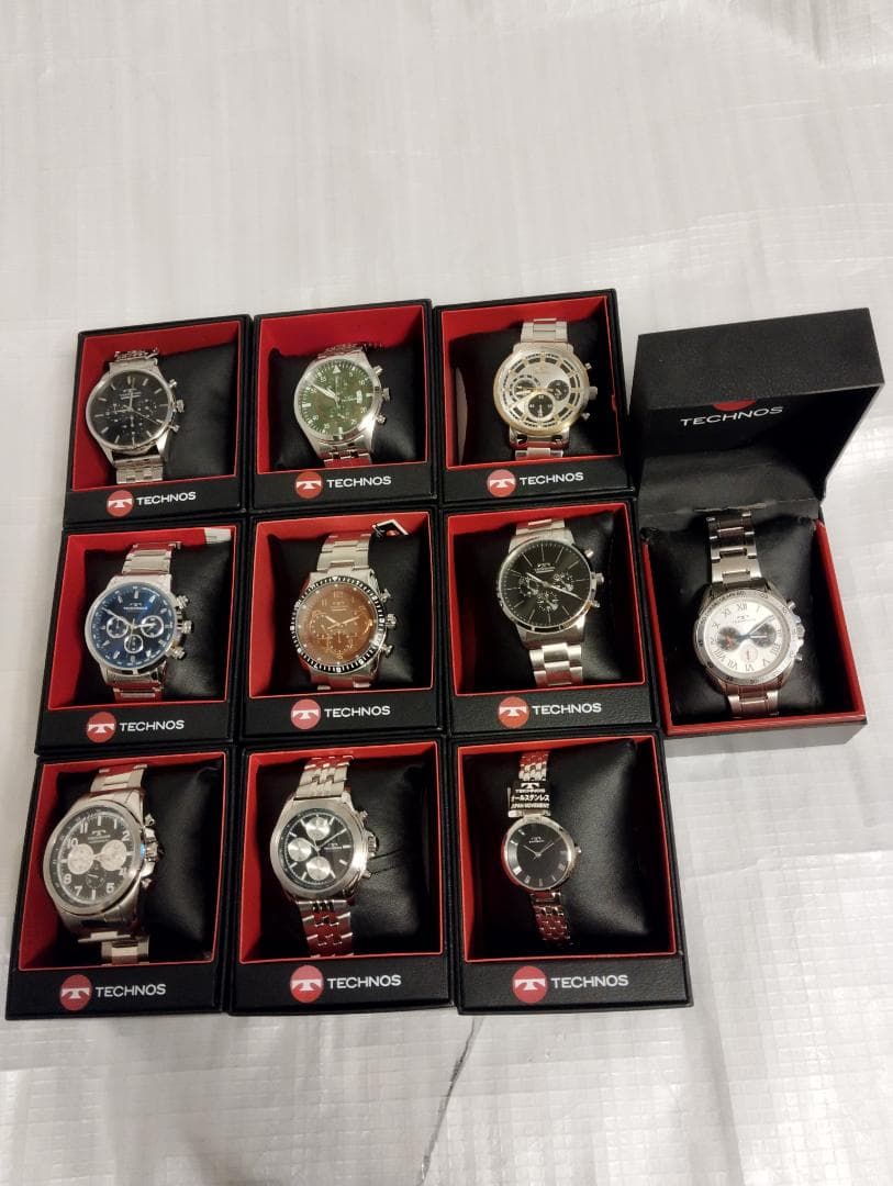 テクノス　クロノグラフ　新品　10点セット　メンズ9点　レディース1点　電池切れ TECHNOS（テクノス） 10気圧防水クロノグラフ 腕時計 アイスブルー