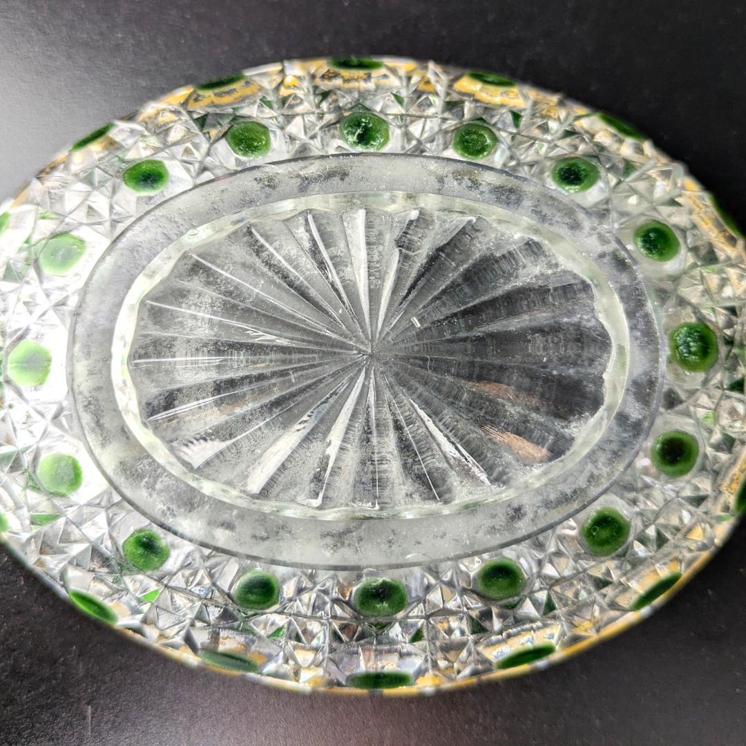 オールドバカラ ディアマン ソープ ディッシュ グリーン＆金彩