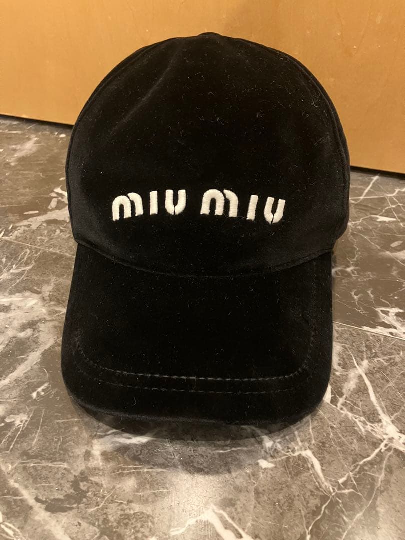 miu miu 黒 ベロアキャップ M｜miu miu ベロア ベルベット キャップ S