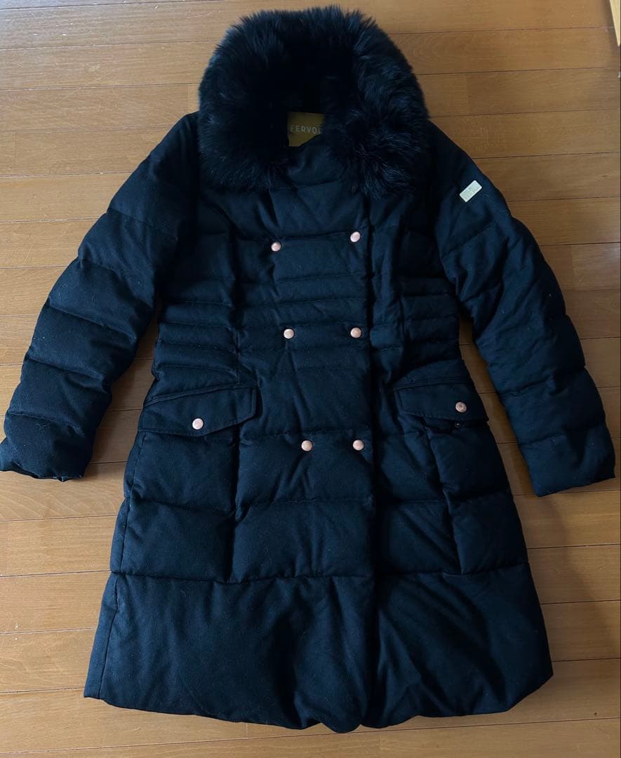 FERVOR ファー付きロングダウン ブラック - メルカリ