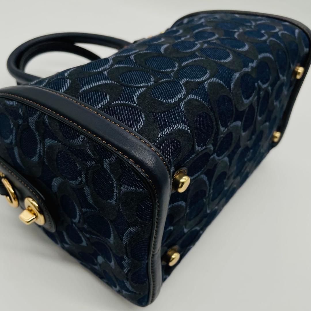 コーチ ミニボストンバッグ F39920 2WAY デニム ネイビー 良品 - メルカリ