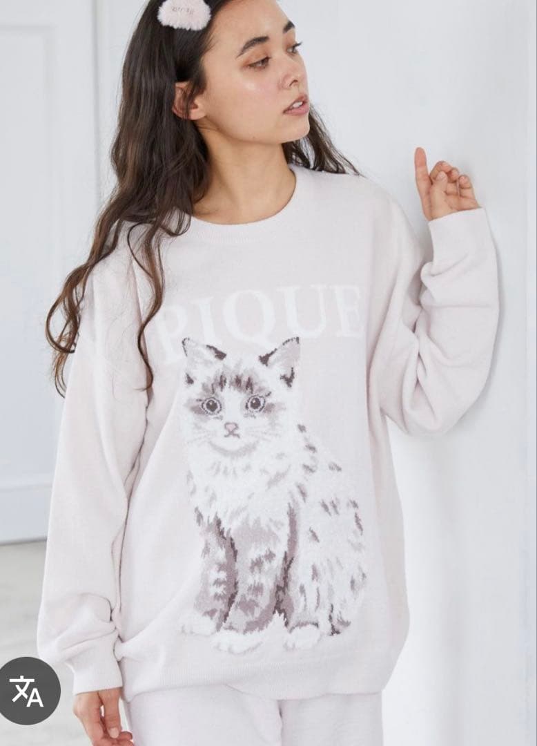 上下セット！CAT ジャガードプルオーバー、ショートパンツ （PNK） gelato pique（ジェラートピケ）の「【ラッピング済み】CAT ジャガード