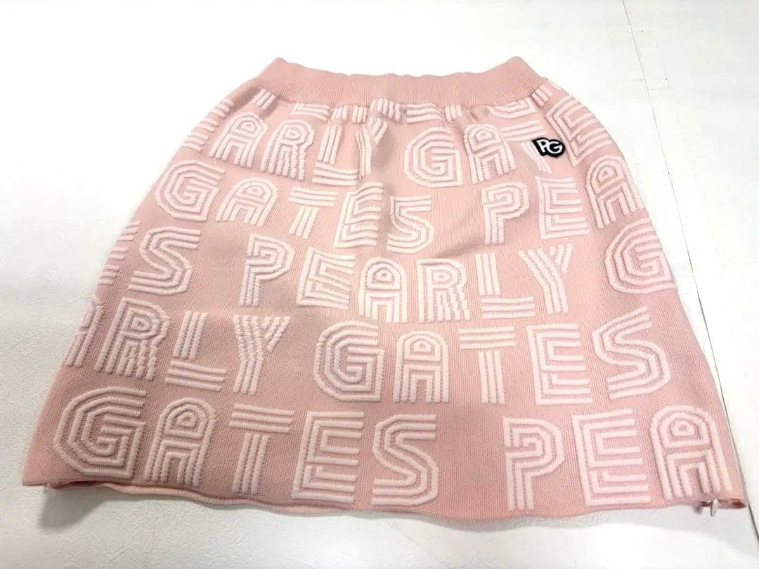 美品】パーリーゲイツ セットアップ ニット スカート ピンク ロゴ 0 S