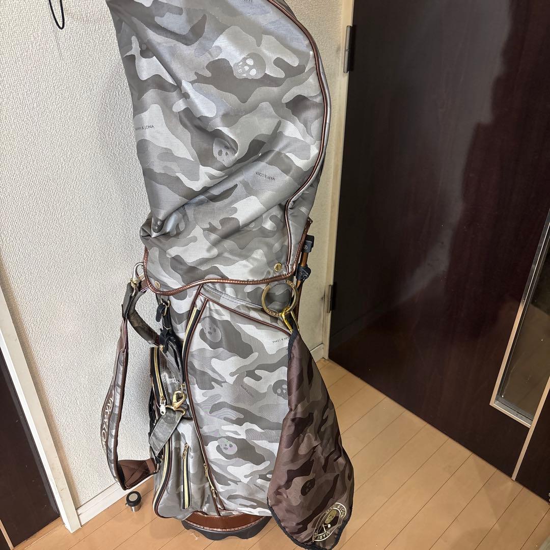 えむえむ　マークアンドロナ　迷彩グレー スカルプリント キャディバッグ MARK&LONA（マークアンドロナ） スタンド式キャディバッグ ライト