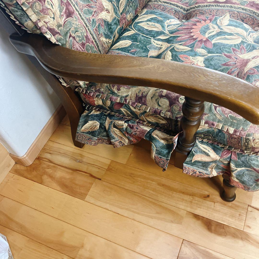 美品 飛騨産業 キツツキ 穂高 花柄 2人掛けソファ 2P、二人掛け 定価24