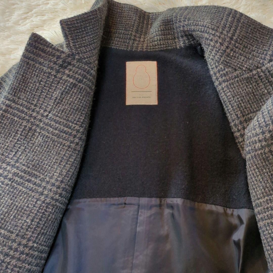 極美品】パラスパレス グレンチェック ウールロングコート 大きめ