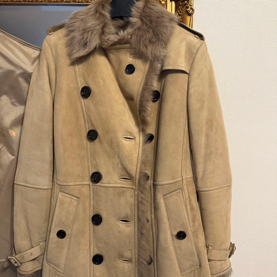 新品BURBERRY バーバリー ムートンコート 羊革 ラムレザー イタリア製