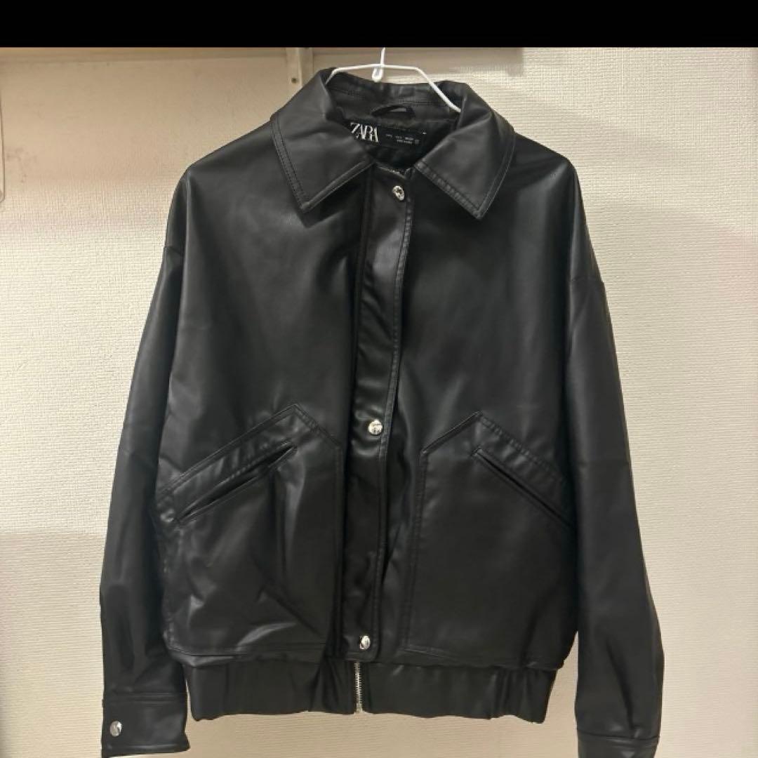 ZARA ブラック レザージャケット ショート丈 - メルカリ