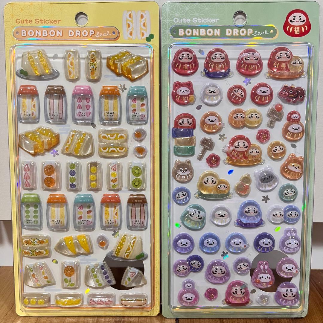 ボンボンドロップシール和柄 2点セット（たまごサンド・だるま