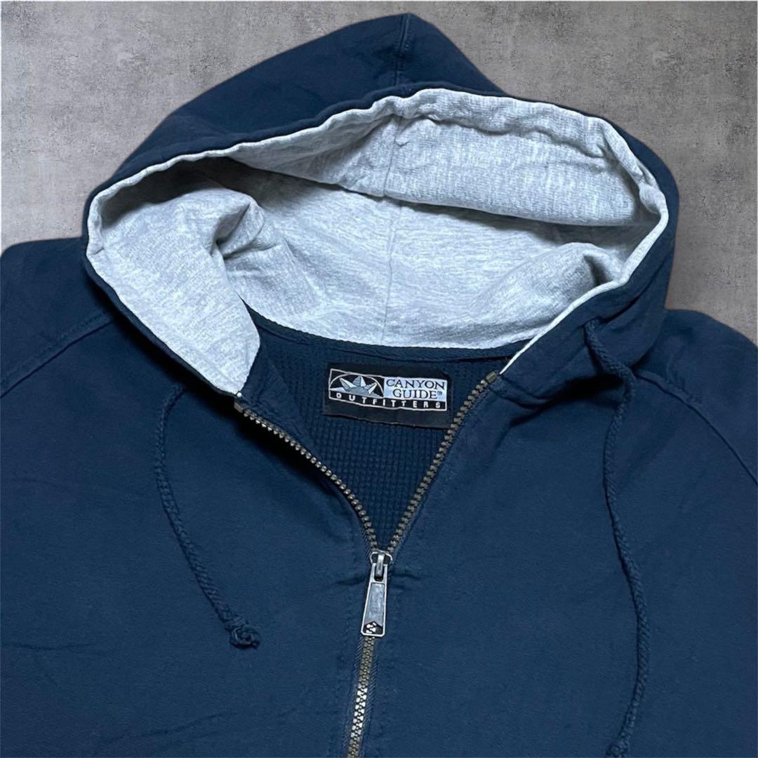 CANYONGUIDE 90sジップアップパーカー裏サーマルダブルフェイスナス紺