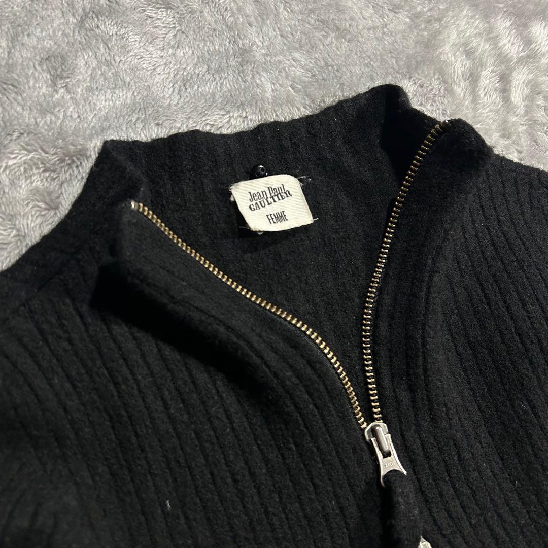 00s JEAN PAUL GAULTIER ダブルジップハイネックニット 黒 - メルカリ