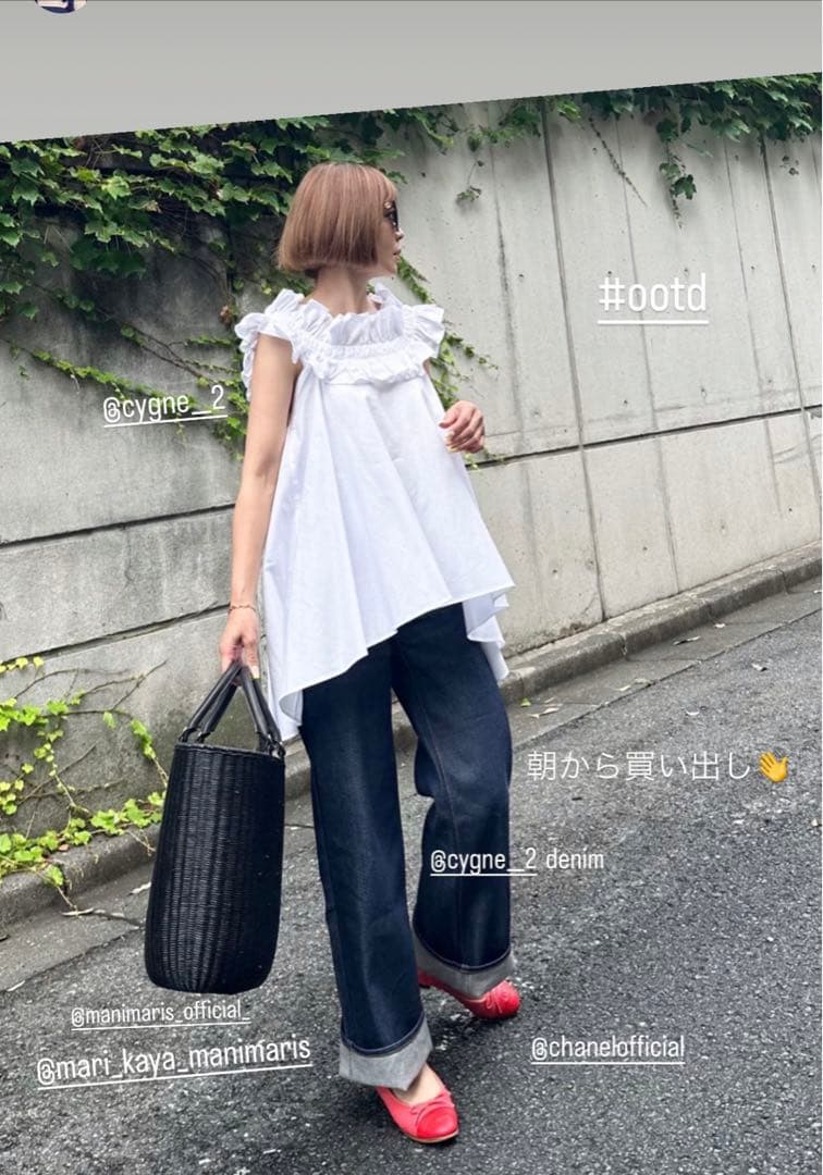 シーニュ cygne フリルAライントップス Ginette ホワイト - メルカリ