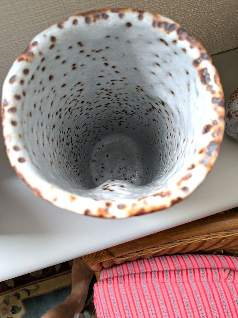 加藤春鼎 鼠志野 筒花入 花器 花瓶 志野 大型 作家もの