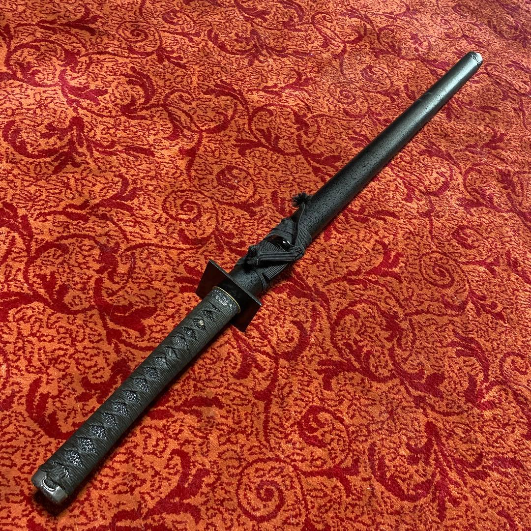 忍者大刀直刀 黒柄黒鮫皮四角鉄鍔 - メルカリ