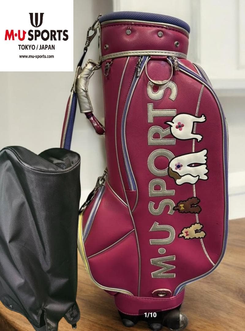 送料無料/美品　M-U SPORTS ピンク ゴルフバッグ/キャリー付き M・U SPORTS MU SPORTS MU スポーツ 数量限定 復刻モデル レギュラー