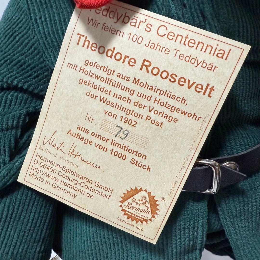 希少 欠品有☆緑ハーマン社 テディベア 2002年 ルーズベルト1000体限定