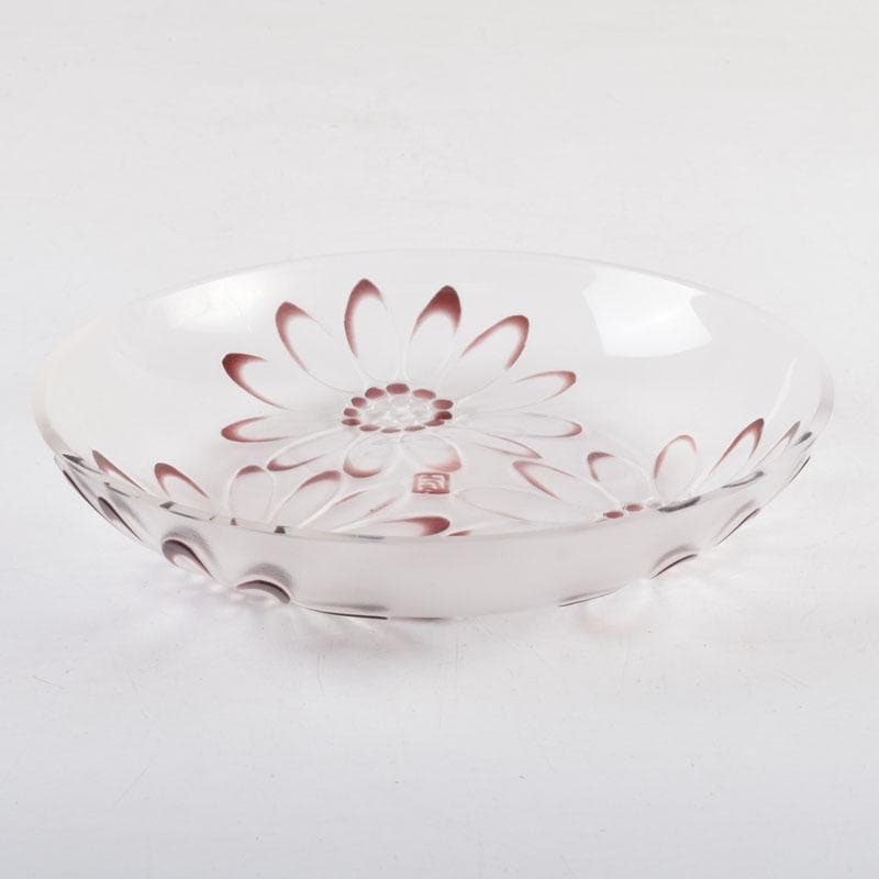 ガラス工芸 荒木良忠作 玻璃彫刻 銅赤花ノ輪文皿 共箱 C 9155 - メルカリ