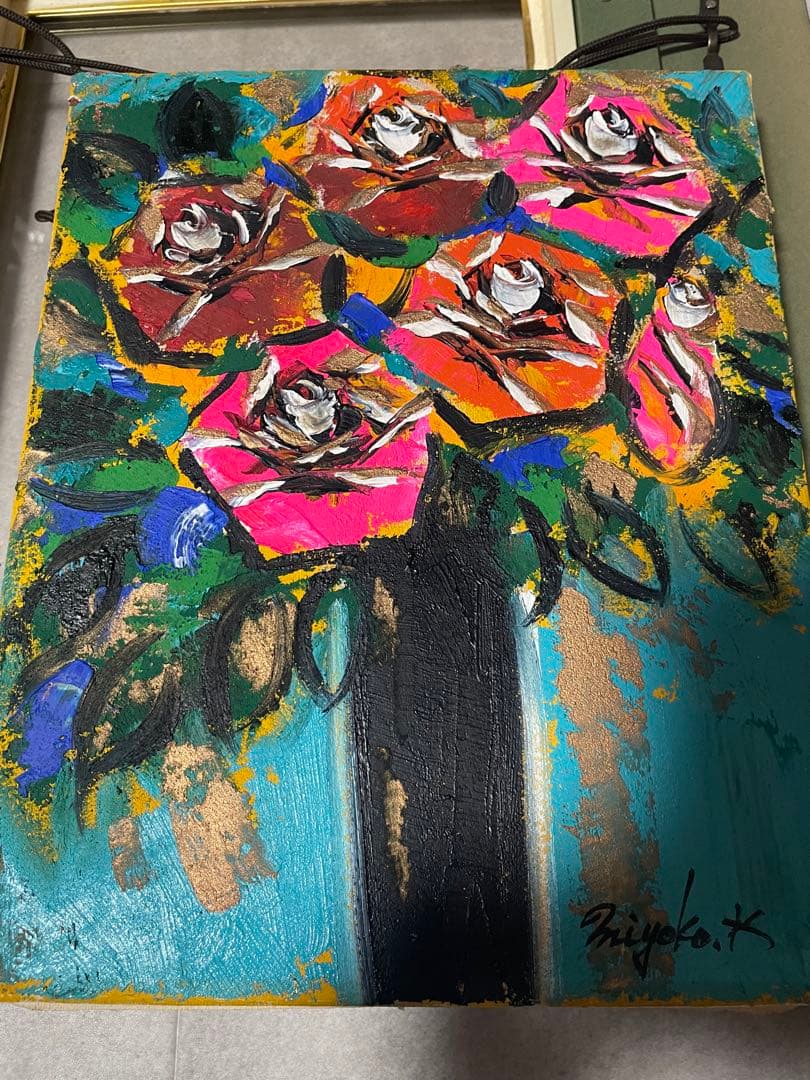 川島美依子|川島見依子|ばら|キャンバスに油彩 F3号|サイン有 - メルカリ