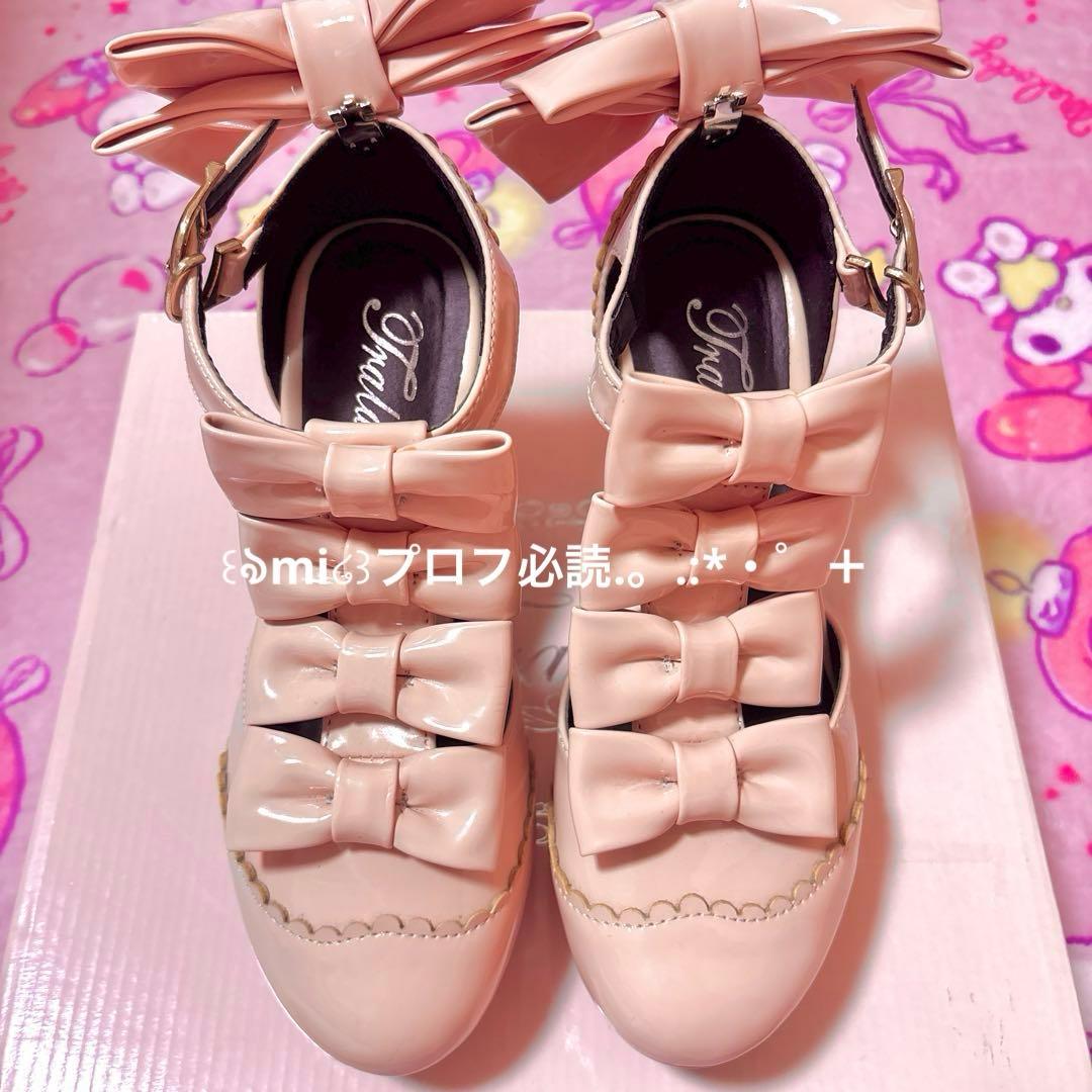 激希少♡トゥララ　4連ビッグリボンパンプス　ロリータ　姫ギャル　ピンク　リズリサ 激希少♡トゥララ 4連ビッグリボンパンプス ロリータ 姫ギャル ピンク