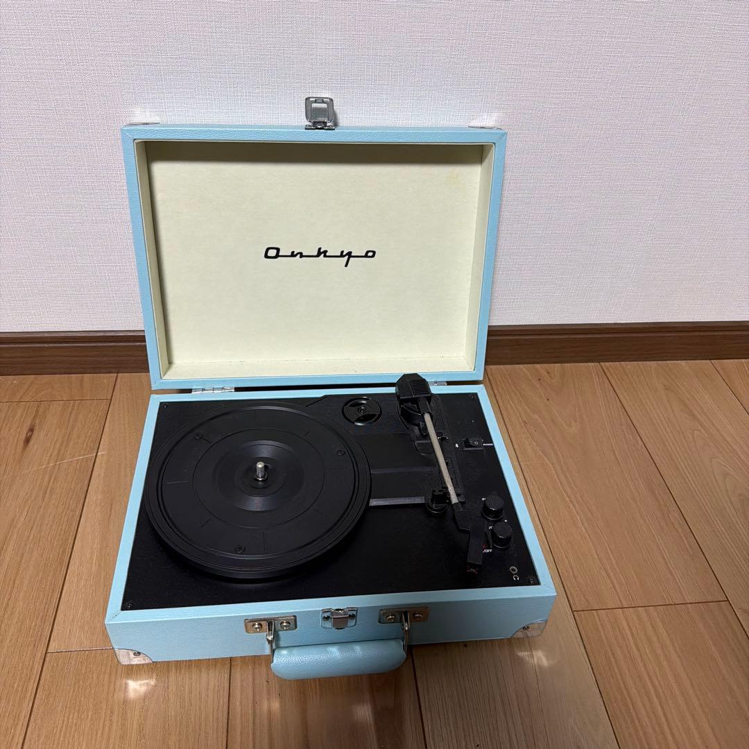 Onkyo ポータブルレコードプレーヤー 水色 本体 - メルカリ