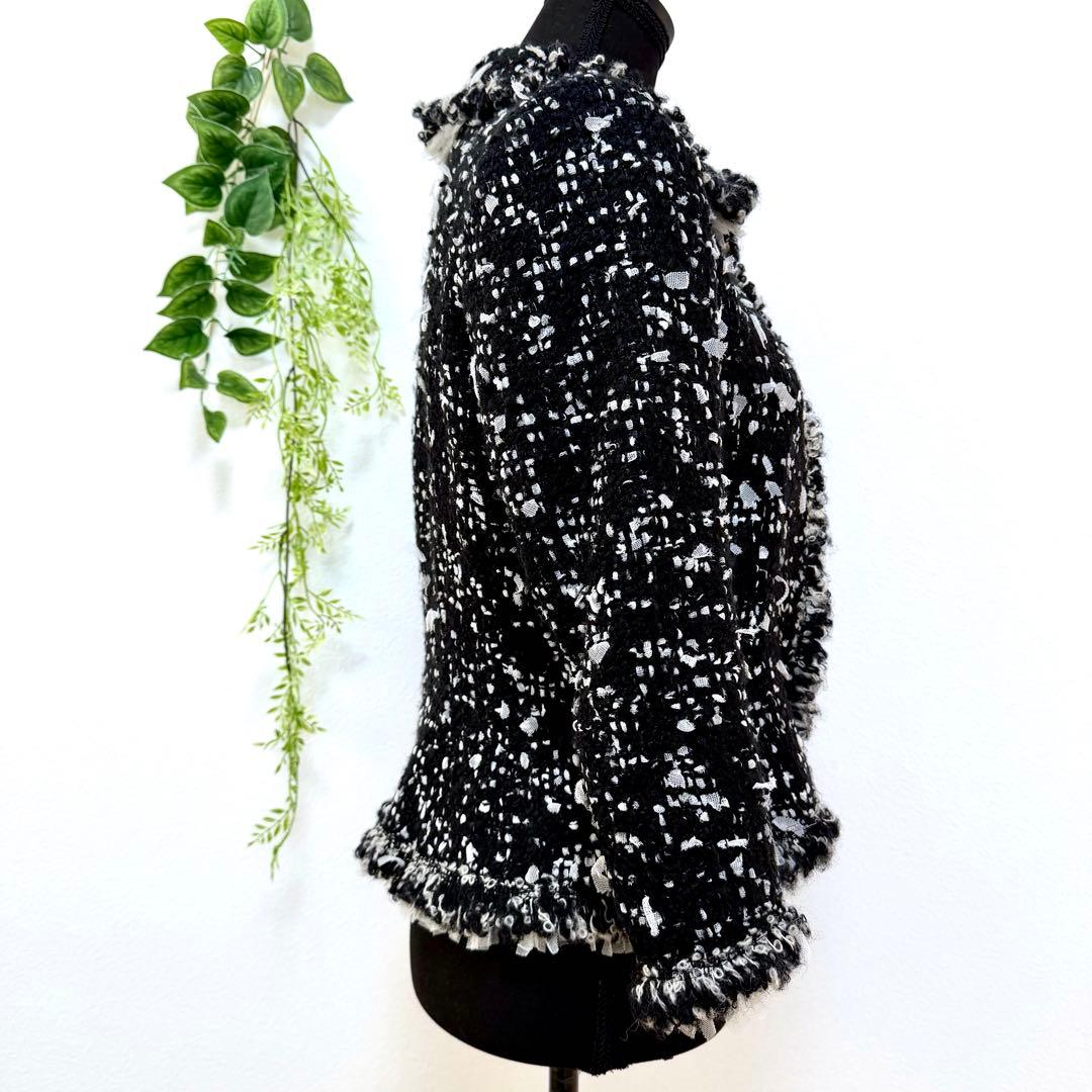 希少 Rene ルネ 最高級 ツイードジャケット ブラック ホワイト M