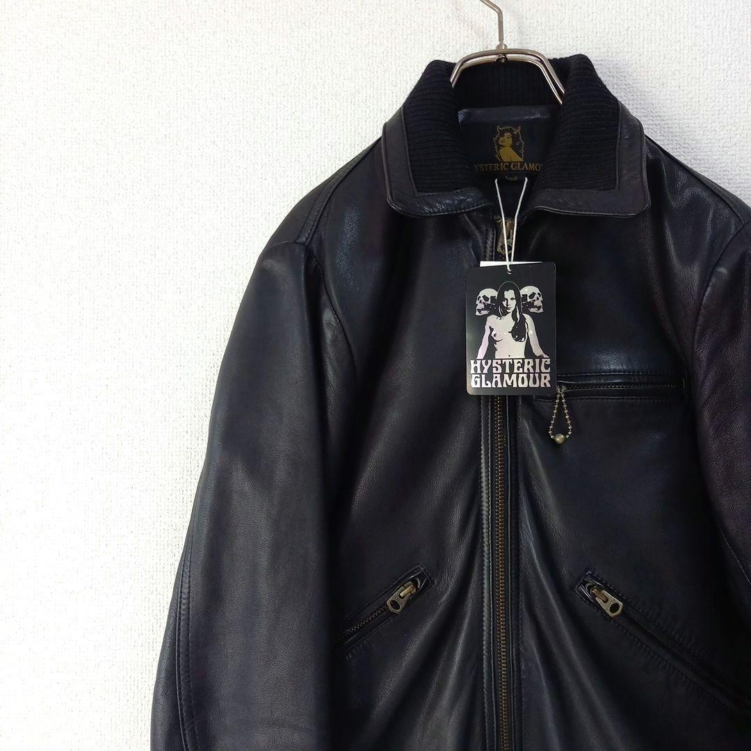 紙タグ付き】ヒステリックグラマー ラムレザージャケット ライダース