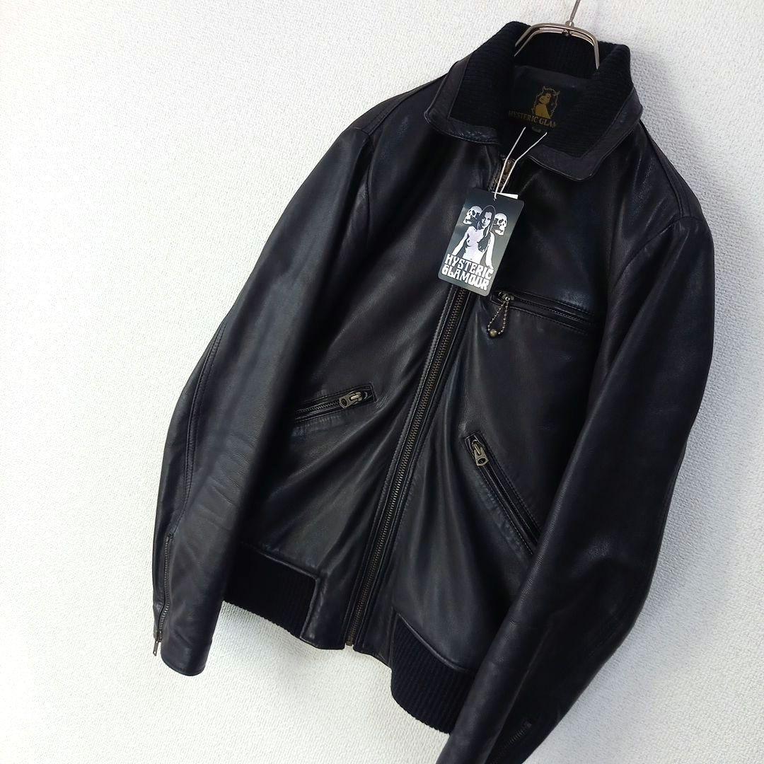 紙タグ付き】ヒステリックグラマー ラムレザージャケット ライダース