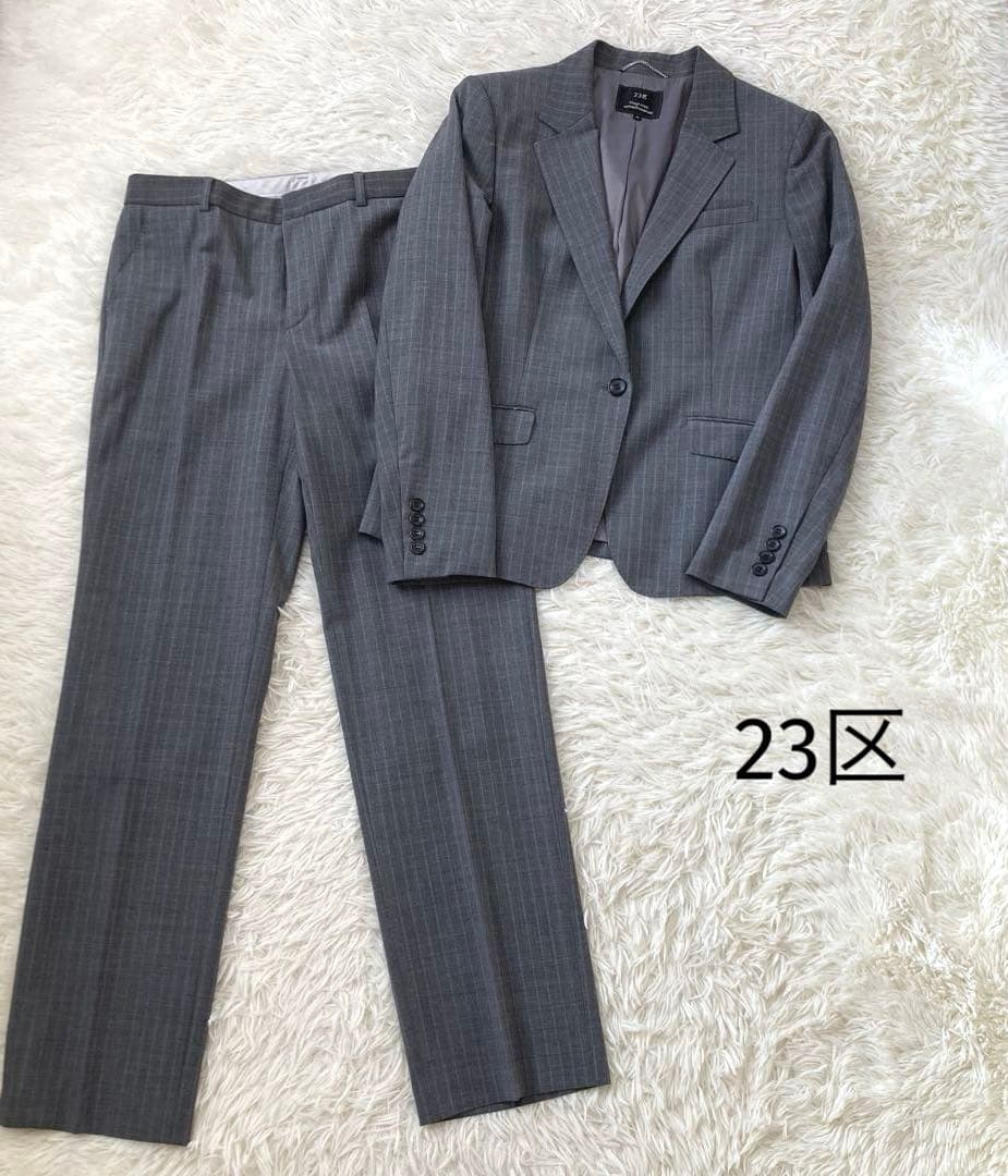 23区　スーツ　テーラードジャケット　パンツ　ストライプ　大きいサイズ　40 楽天市場】上品 3色 3点セット ストライプ ジャケット＋シャツ+パンツ