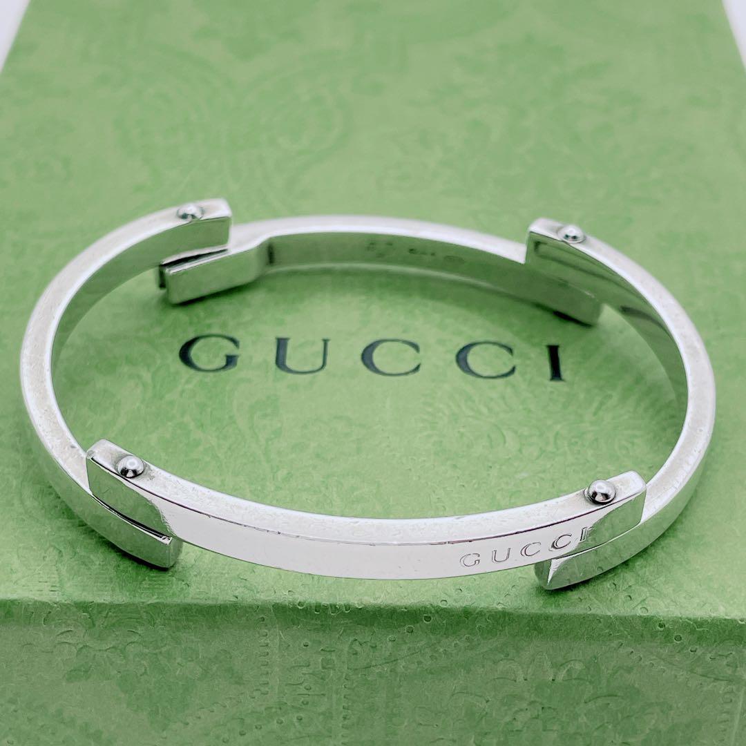 GUCCI バングル　プレート　ブレスレット　シルバー925 正規BOX 付き 】 グッチ ブレスレット メンズ シルバー 925 GUCCI