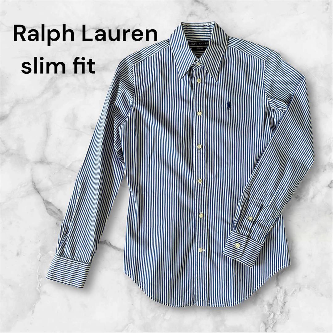 Ralph Lauren ラルフローレン レディース 青白ストライプ 長袖シャツ