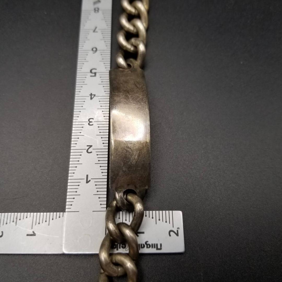 1977年 英国 ヴィンテージ IDタグ 長方形プレート 925 シルバーブレス