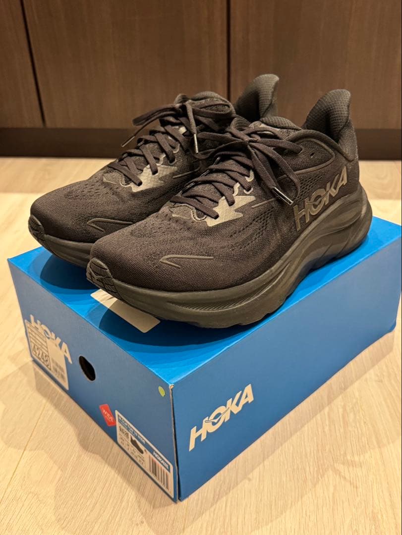 HOKA CLIFTON 10 クリフトン10 ブラック ワイド 27.5cm