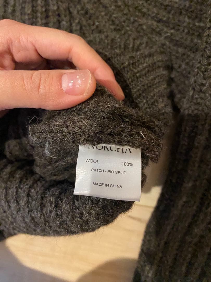 nokcha vintage like accent knit BROWN - メルカリ